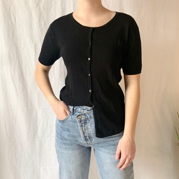 Vintage La Madona Button Up Cardigan Black Small